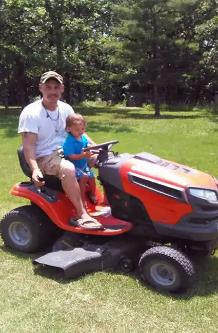David Haave and son Danny in the book My New Boots for My Daddys Farm MO USA 2015 -- David Haave